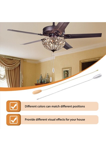 4 Parça Tavan Fan Zinciri, Tavan Işık Lambası Fan Zinciri (Gümüş ve Ahşap Rengi) Için Ahşap Çekme Zinciri Uzatma Zinciri Çeker (Yurt Dışından) indirimleri