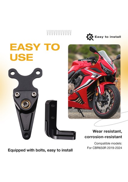 Honda CBR650R Siyah Motosiklet Direksiyon Sabitleyici Braket Kiti (Yurt Dışından) fırsatları