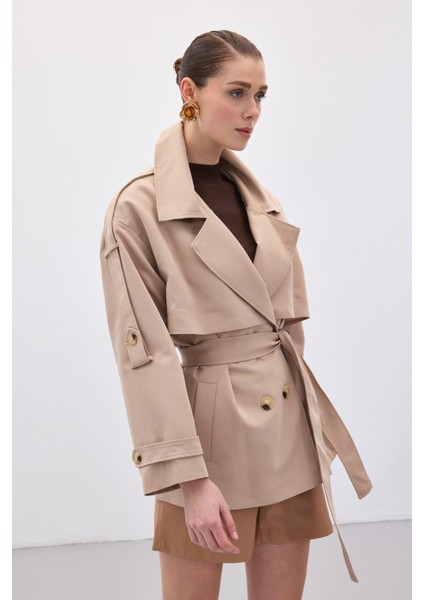 Kadın Kısa Trençkot 1918-6618 fiyatları