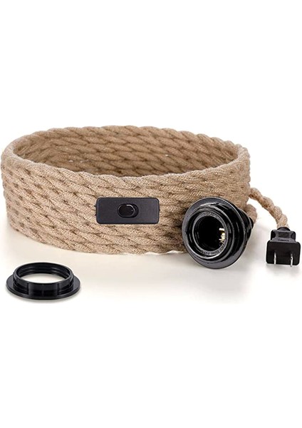 Kolye Işık Kablosu, Switch Flug ile Asma Işık Kiti, 15FT Jüt Halat Asma Lamba, Endüstriyel Kolye Işık Set-Abd Fiş (Yurt Dışından)