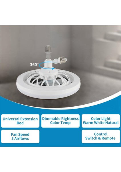 Geliştirilmiş ve Ayarlanabilir Için Işık Soketinde Uzaktan 10 Inç, Vidalı Tavan Fanlı Çok Yönlü Işık Soketi Fanı (Yurt Dışından) modelleri