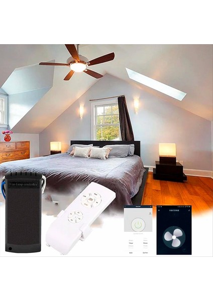 Tuya Wifi Akıllı Tavan Fanı Uzaktan Kontrol Kiti Uygulama Kontrolü Akıllı Ev Alexa Google Home Için Ayarlanmış Rüzgar Hızı, 220V (Yurt Dışından)