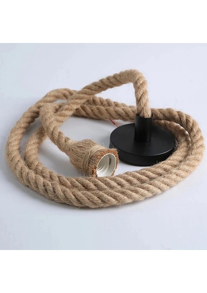 Retro Jüt Ip Kolye Işıkları Endüstriyel Çatı Katı Vintage Uzun Tek Kafa Rattan Asılı Lamba LED AMPULLER-100CM (Yurt Dışından) fiyatları