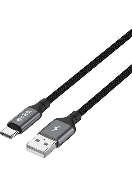 Armor Uc-01 12W 1.2m USB To Type-C Pd Örgülü Metal Başlıklı Siyah Hızlı Şarj Kablosu
