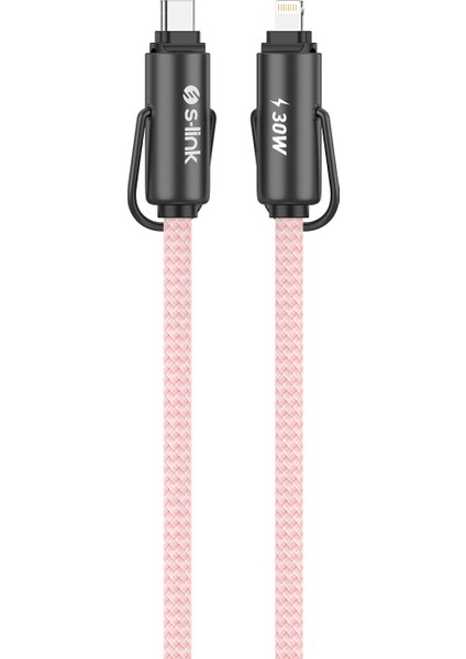 Armor Boyun Askılı Al-01 30W 1.2m Type-C To Lightning Pd Örgülü Metal Başlıklı Pembe Hızlı Şa modelleri