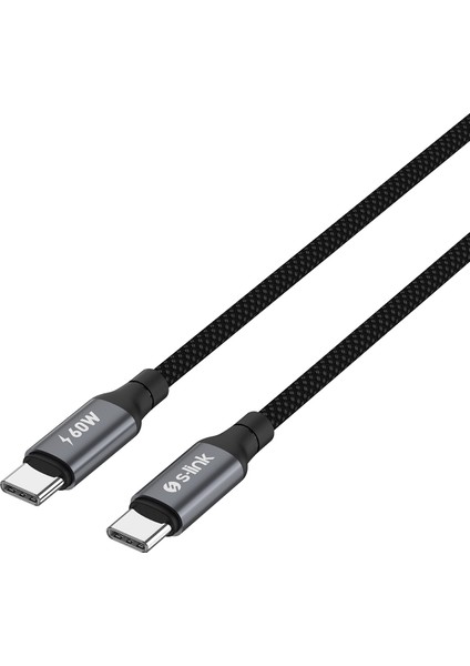 Armor Cc-01 60W 1.2m Type-C To Type-C Pd Örgülü Metal Başlıklı Siyah Hızlı Şarj Kablosu