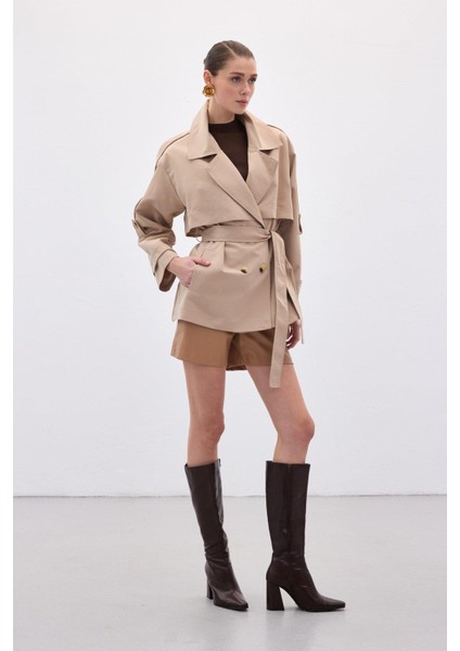 Kadın Kısa Trençkot 1918-6618 fırsatları