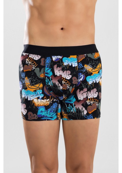 Erkek Desenli Likralı Pamuklu Desenli Boxer 1420 Siyah fiyatları