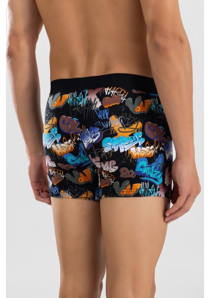 Erkek Desenli Likralı Pamuklu Desenli Boxer 1420 Siyah modelleri