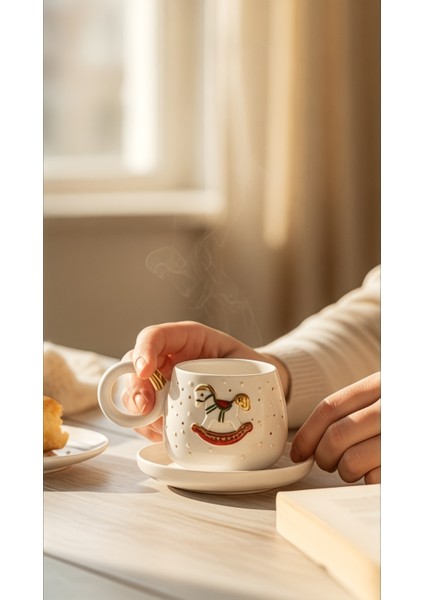 24K Altın Süslemeli El Yapımı Atlı Karınca, Yılbaşı, Yeni Yıl, Kış ve Kar Temalı Seramik Mug Hediye fırsatları