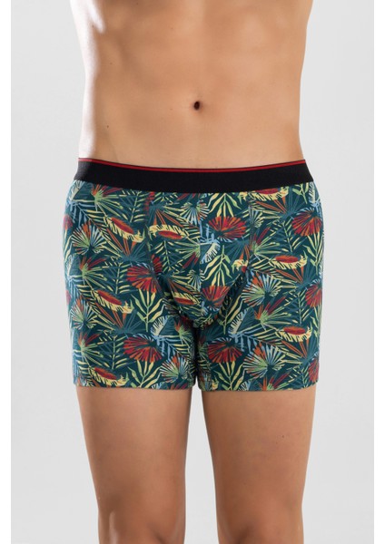 Erkek Desenli Likralı Pamuklu Desenli Boxer 1414 Yeşil fiyatları