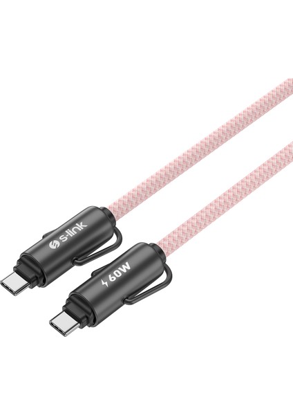 Armor Boyun Askılı Ac-01 60W 1.2m Type-C To Type-C Pd Örgülü Metal Başlıklı Pembe Hızlı Şarj indirimleri