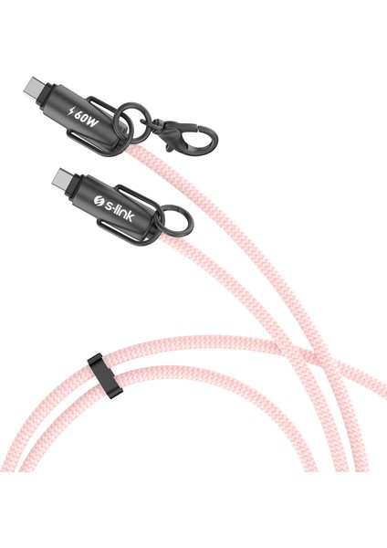 Armor Boyun Askılı Ac-01 60W 1.2m Type-C To Type-C Pd Örgülü Metal Başlıklı Pembe Hızlı Şarj fiyatları