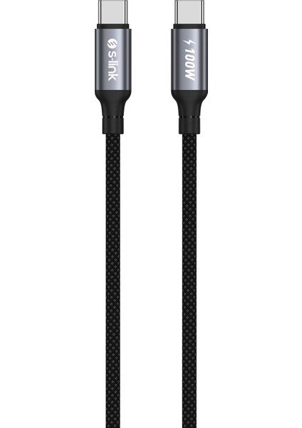 Armor CC-0100 100W 1.2m Type-C To Type-C Pd Örgülü Metal Başlıklı Siyah Hızlı Şarj Kablosu