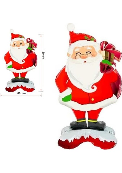 Yılbaşı Hediye Dağıtan Noel Baba Şekilli Folyo Balon 120X68 cm 1 Adet
