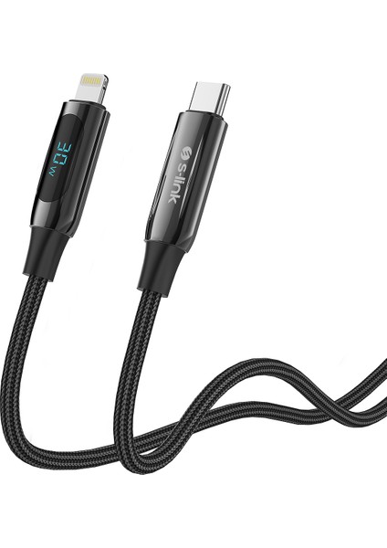 Armor LED CL-030 30W 1m Type-C To Lightning Pd Örgülü LED Başlıklı Siyah Hızlı Şarj Kablosu fiyatları