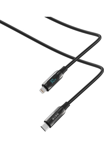 Armor LED CL-030 30W 1m Type-C To Lightning Pd Örgülü LED Başlıklı Siyah Hızlı Şarj Kablosu modelleri