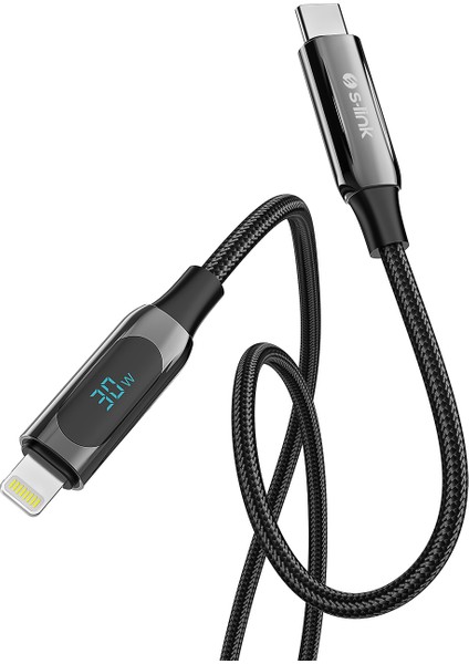 Armor LED CL-030 30W 1m Type-C To Lightning Pd Örgülü LED Başlıklı Siyah Hızlı Şarj Kablosu fırsatları