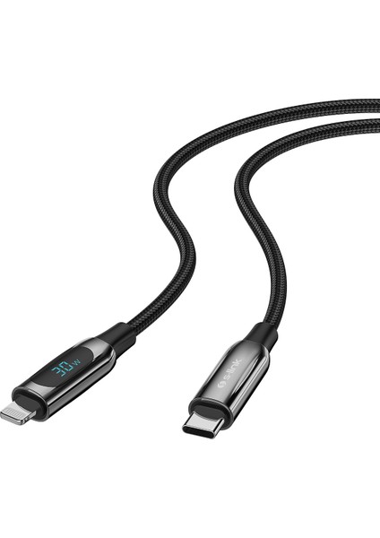 Armor LED CL-030 30W 1m Type-C To Lightning Pd Örgülü LED Başlıklı Siyah Hızlı Şarj Kablosu indirimleri