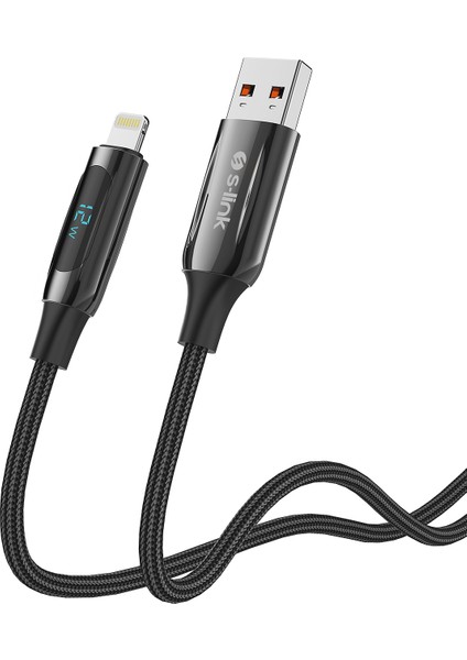 Armor LED UL-012 12W 1m USB To Lightning Pd Örgülü LED Başlıklı Siyah Hızlı Şarj Kablosu fırsatları