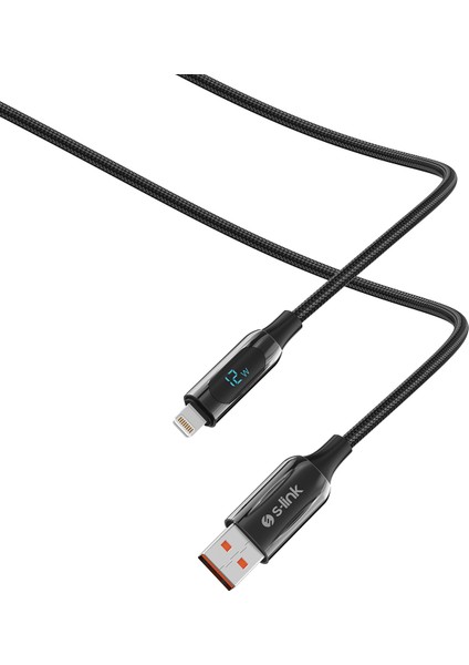 Armor LED UL-012 12W 1m USB To Lightning Pd Örgülü LED Başlıklı Siyah Hızlı Şarj Kablosu indirimleri