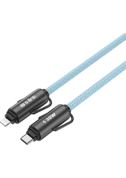 Armor Boyun Askılı Al-01 30W 1.2m Type-C To Lightning Pd Örgülü Metal Başlıklı Mavi Hızlı Şar