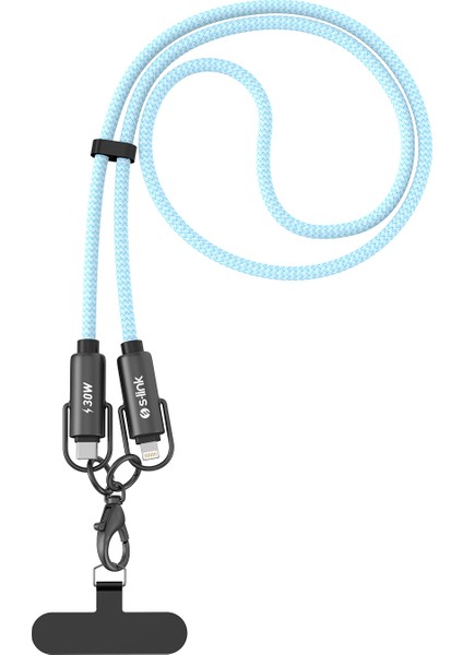 Armor Boyun Askılı Al-01 30W 1.2m Type-C To Lightning Pd Örgülü Metal Başlıklı Mavi Hızlı Şar