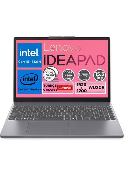 Ideapad Slim 3 15IRH10 I5-13420H 8gb 512GB SSD 15.3" Wuxga Freedos Notebook 83K1004ETR