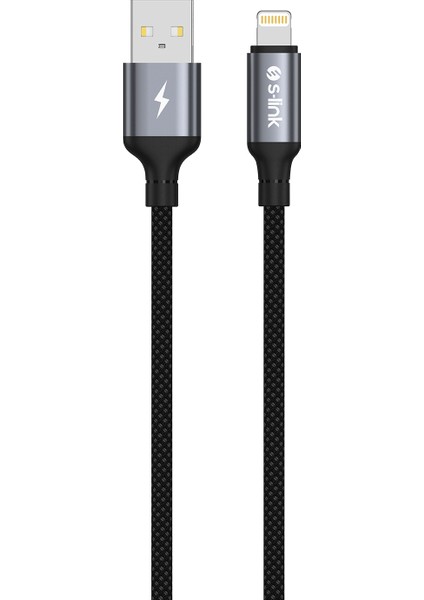 Armor Ul-01 12W 1.2m USB To Lightning Pd Örgülü Metal Başlıklı Siyah Hızlı Şarj Kablosu