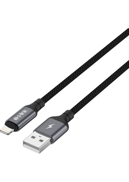 Armor Ul-01 12W 1.2m USB To Lightning Pd Örgülü Metal Başlıklı Siyah Hızlı Şarj Kablosu
