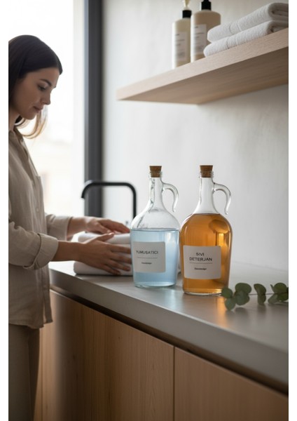 Turuncu Dekoratif Mantar Kapaklı 1500 ml Sıvı Deterjan ve Yumuşatıcı Şişe modelleri