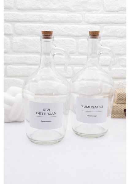 Turuncu Dekoratif Mantar Kapaklı 1500 ml Sıvı Deterjan ve Yumuşatıcı Şişe