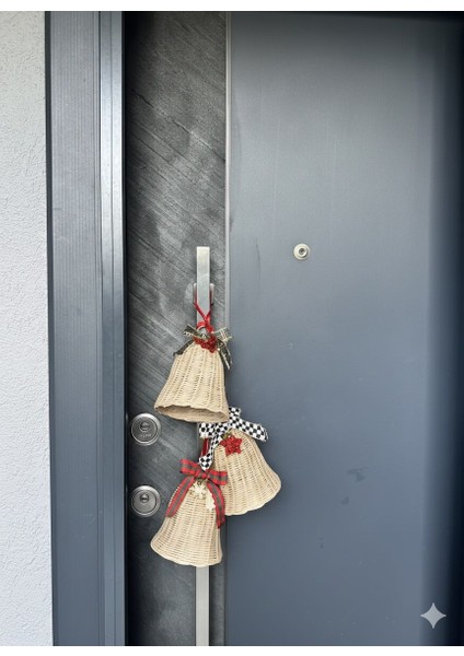 Üçlü Set Rattan Bambu Çan Kapı Süsü Yılbaşı modelleri