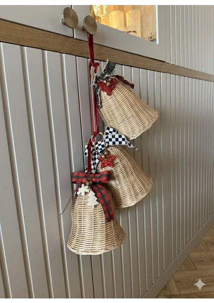 Üçlü Set Rattan Bambu Çan Kapı Süsü Yılbaşı fırsatları