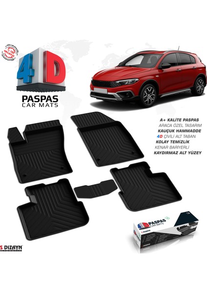 Fiat Egea Cross 4D Havuzlu Paspas 2020 Üzeri A+ Kalite