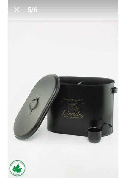 Bölmeli Metal Kapaklı Ölçekli Çok Amaçlı Deterjanlık, Siyah