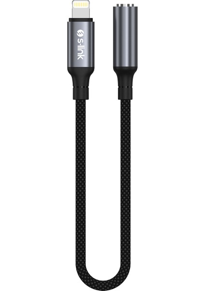 Armor Fl-01 15CM Lightning To F Aux Örgülü Metal Başlıklı Siyah Ses Kablosu