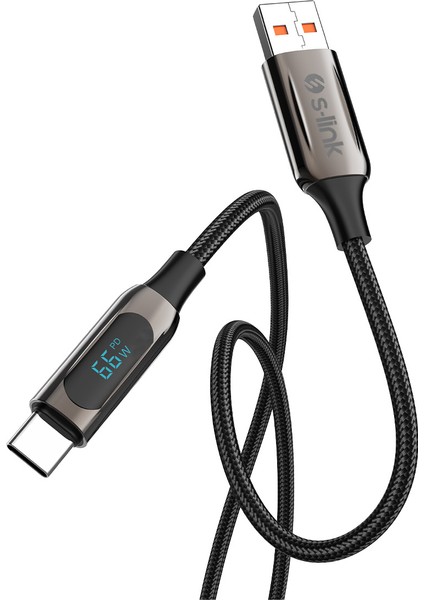 Armor LED UC-066 66W 1m USB To Type-C Pd Örgülü LED Başlıklı Siyah Hızlı Şarj Kablosu fiyatları