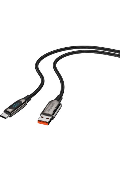 Armor LED UC-066 66W 1m USB To Type-C Pd Örgülü LED Başlıklı Siyah Hızlı Şarj Kablosu modelleri