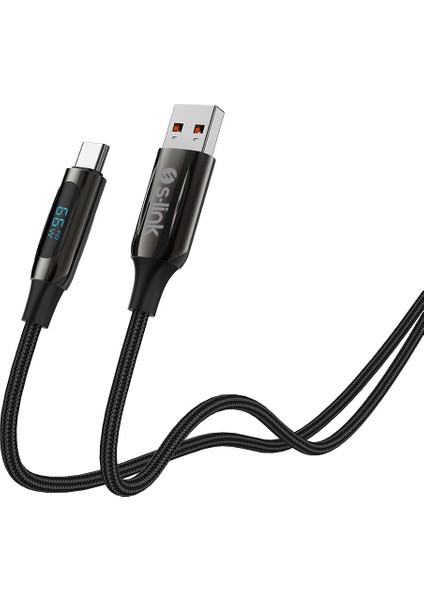 Armor LED UC-066 66W 1m USB To Type-C Pd Örgülü LED Başlıklı Siyah Hızlı Şarj Kablosu fırsatları