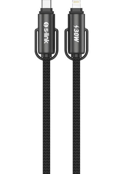 Armor Boyun Askılı Al-01 30W 1.2m Type-C To Lightning Pd Örgülü Metal Başlıklı Siyah Hızlı Şa