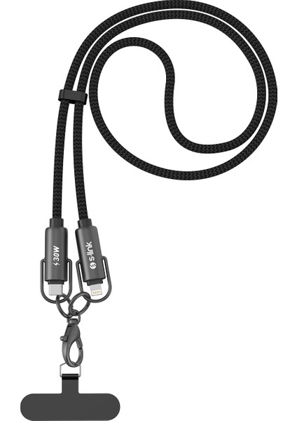 Armor Boyun Askılı Al-01 30W 1.2m Type-C To Lightning Pd Örgülü Metal Başlıklı Siyah Hızlı Şa