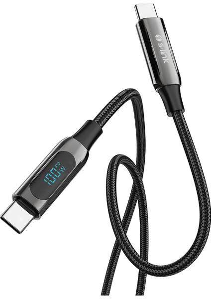 Armor LED LCC-0100 100W 1m Type-C To Type-C Pd Örgülü LED Başlıklı Siyah Hızlı Şarj Kablosu fiyatları