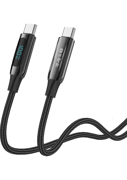 Armor LED LCC-0100 100W 1m Type-C To Type-C Pd Örgülü LED Başlıklı Siyah Hızlı Şarj Kablosu fırsatları