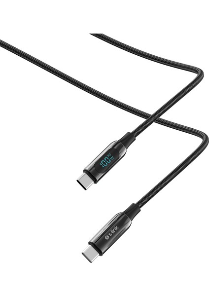 Armor LED LCC-0100 100W 1m Type-C To Type-C Pd Örgülü LED Başlıklı Siyah Hızlı Şarj Kablosu indirimleri