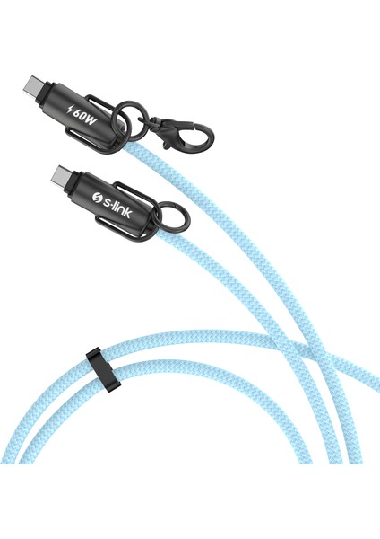 Armor Boyun Askılı Ac-01 60W 1.2m Type-C To Type-C Pd Örgülü Metal Başlıklı Mavi Hızlı Şarj K fiyatları