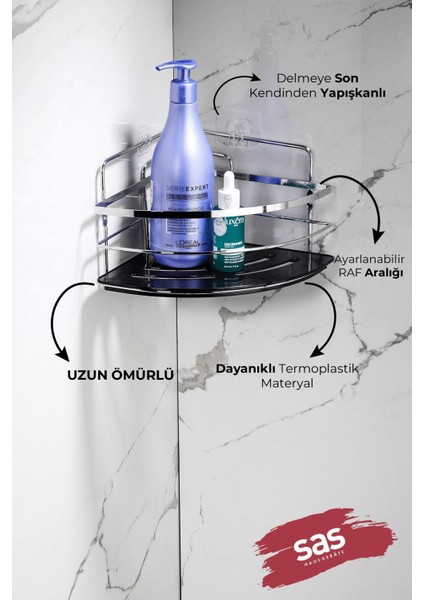 2’li Kancalı Yapışkanlı Banyo Duş Köşe Rafı, Ayarlanabilir Kristal Tasarım fiyatları
