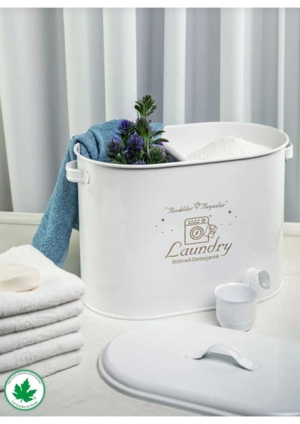 Bölmeli Kapaklı Ölçekli Deterjanlık, Toz ve Banyo Için Beyaz Organize Kutusu