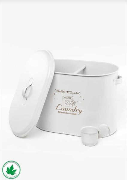 Bölmeli Kapaklı Ölçekli Deterjanlık, Toz ve Banyo Için Beyaz Organize Kutusu