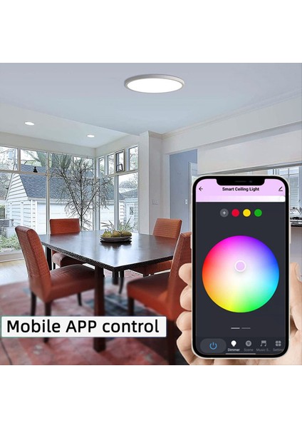 Akıllı LED Tavan Lambası Wifi Oda Dekoru Tavan Işık Uygulaması Alexa/ Yuvarlak Tavan Işıkları Için Ses Kontrolü (Yurt Dışından) fırsatları